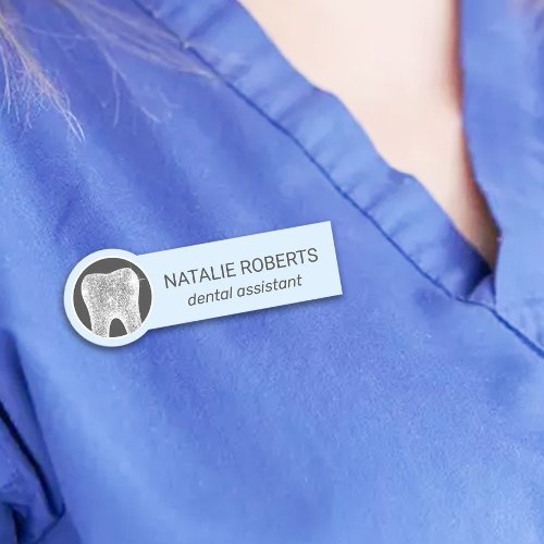 Dental Assistant Mint Blue Silver Tooth Dentist Name Tag
