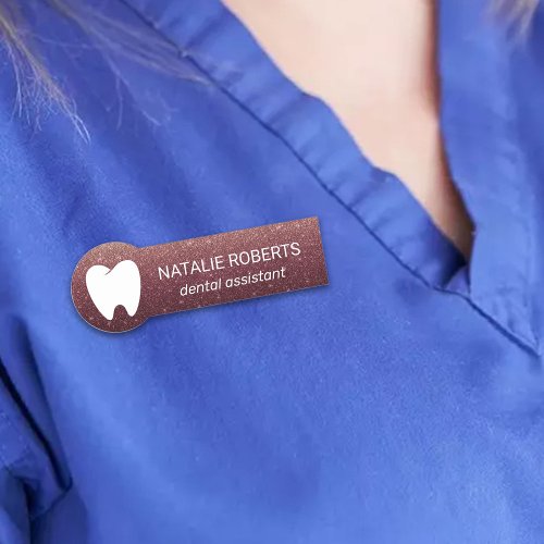 Dental Assistant Modern Burgundy Red Dentist Name Tag