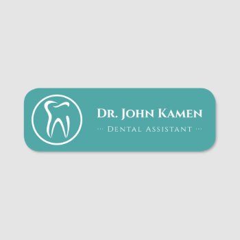 Dental Assistant | Teeth Logo Name Tag by wierka at Zazzle