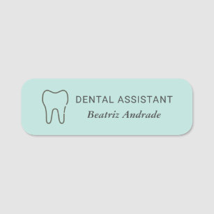 Dental Assistant Tooth Magnetic Custom Editable Name Tag