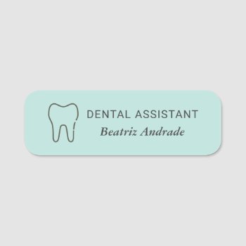 Dental Assistant Tooth Magnetic Custom Editable Name Tag by red_dress at Zazzle