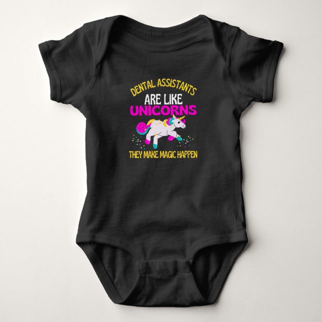 Dental Assistant Unicorn , Magical Unicorn Dentist Baby Bodysuit (Front)