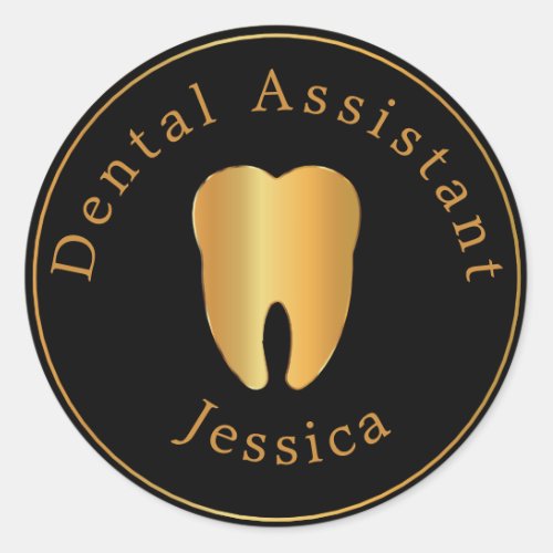 Dental Assistant with Name  Classic Round Sticker