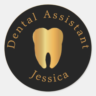 Dental Assistant with Name Classic Round Sticker