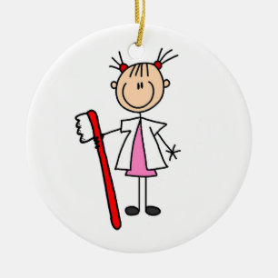 Dental Assistant With Toothbrush Ceramic Ornament