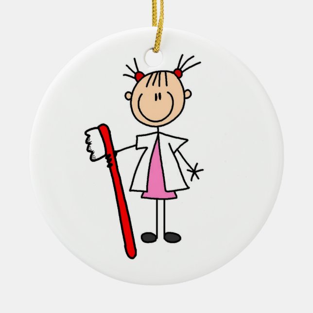 Dental Assistant With Toothbrush Ceramic Ornament (Front)