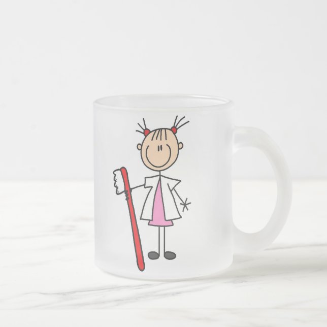 Dental Assistant With Toothbrush Frosted Glass Coffee Mug (Right)