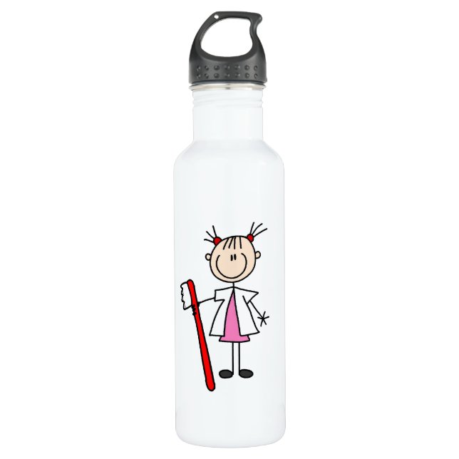 Dental Assistant With Toothbrush Stainless Steel Water Bottle (Front)