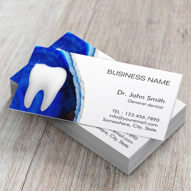 Dental Blue Agate Stone Dentist Appointment Card (Creator Uploaded)