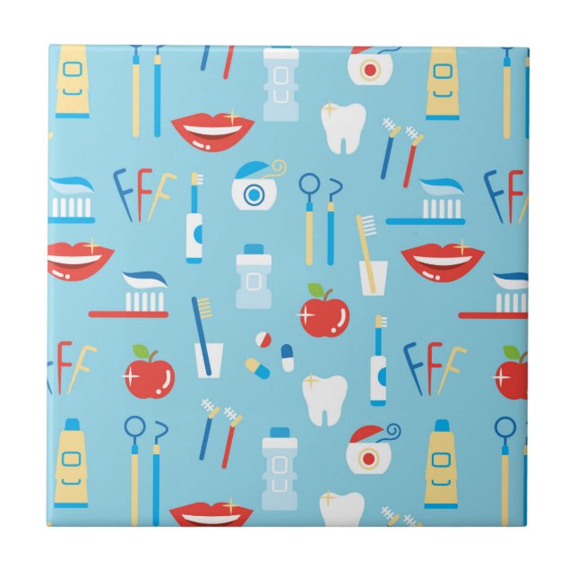 Dental Blue Pattern Ceramic Tile (Front)