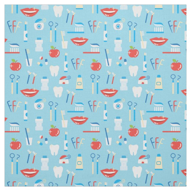 Dental Blue Pattern Fabric (Swatch)