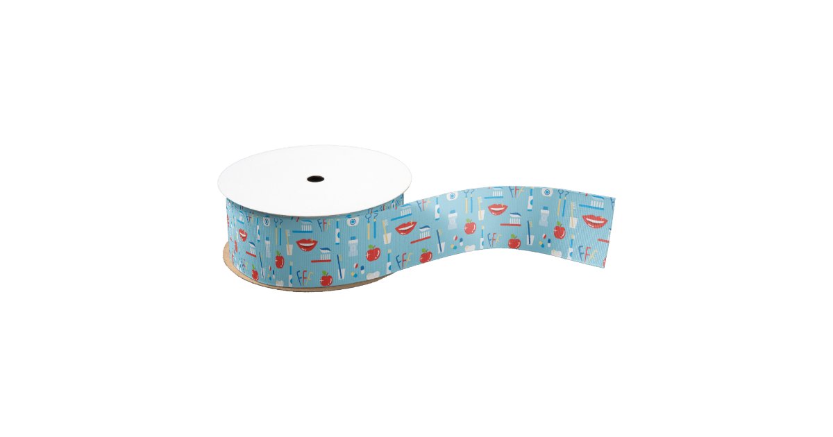 Dental Blue Pattern Grosgrain Ribbon Zazzle