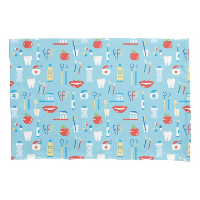 Dental Blue Pattern Pillow Case (Front-Left)