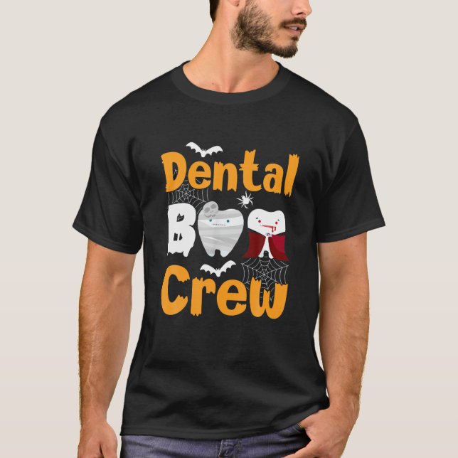 Dental Boo Crew Halloween Funny Dentist Assistant T-Shirt (Front)