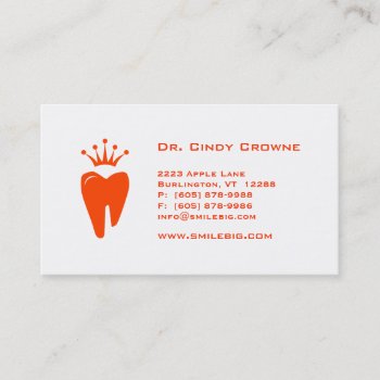 Dental Business Card Crown Tooth Logo Orange by DentalBusinessCards at Zazzle