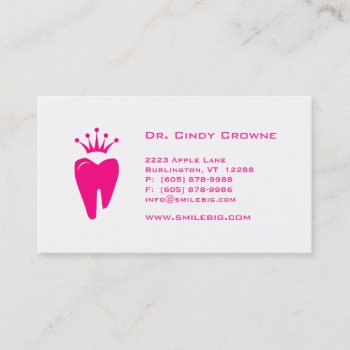 Dental Business Card Crown Tooth Logo Pink by DentalBusinessCards at Zazzle