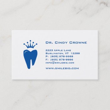 Dental Business Card Crown Tooth Logo Royal Blue by DentalBusinessCards at Zazzle