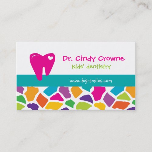 Dental Business Card Cute Giraffe Kids Pink