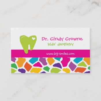 Dental Business Card Cute Giraffe Kids Pink Green by DentalBusinessCards at Zazzle