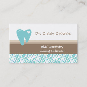 Dental Business Card Cute Heart Tooth Circles BB