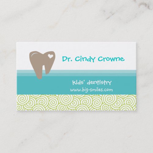 Dental Business Card Cute Heart Tooth Circles BBG