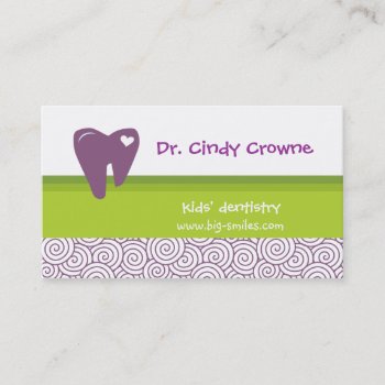 Dental Business Card Cute Heart Tooth Circles Pg by DentalBusinessCards at Zazzle