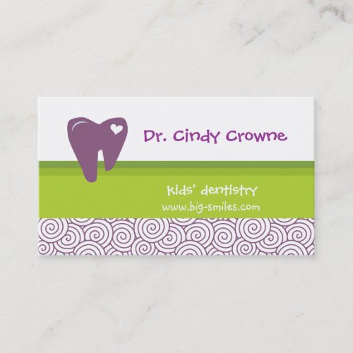 Dental Business Card Cute Heart Tooth Circles PG