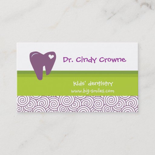Customizable Dental Business Card Cute Heart Tooth Circles PG