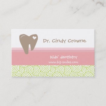 Dental Business Card Cute Heart Tooth Circles Pgb by DentalBusinessCards at Zazzle