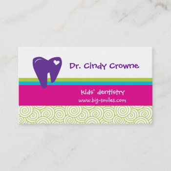 Dental Business Card Cute Heart Tooth Circles Pgp by DentalBusinessCards at Zazzle