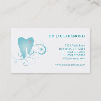 Dental Business Card Diamond Tooth Logo Blue 2 by DentalBusinessCards at Zazzle