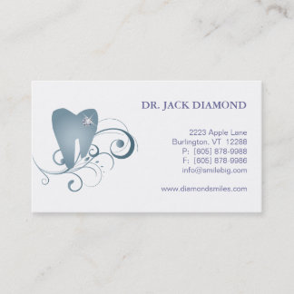 Dental Business Card Diamond Tooth Logo Gray