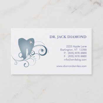 Dental Business Card Diamond Tooth Logo Gray by DentalBusinessCards at Zazzle