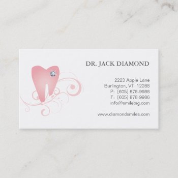 Dental Business Card Diamond Tooth Logo Pink 2 by DentalBusinessCards at Zazzle