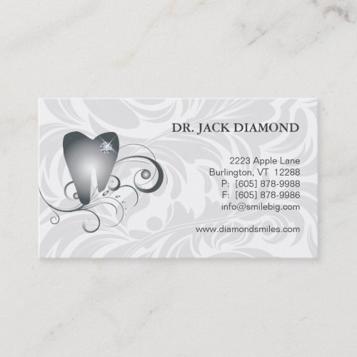 Dental Business Card Diamond Tooth Logo Platinum 2