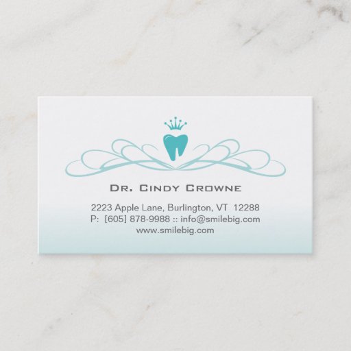 Customizable Dental Business Card Swirl Tooth Logo Blue
