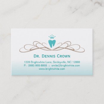 Dental Business Card Swirl Tooth Logo Blue Brown by DentalBusinessCards at Zazzle