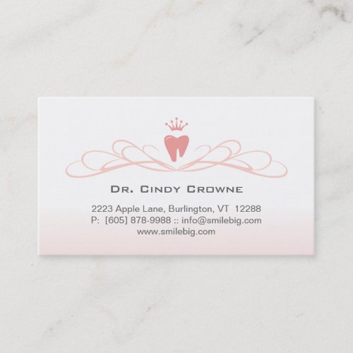 Dental Business Card Swirl Tooth Logo Pink