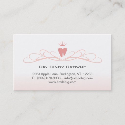 Customizable Dental Business Card Swirl Tooth Logo Pink