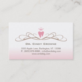Dental Business Card Swirl Tooth Logo Pink Brown by DentalBusinessCards at Zazzle