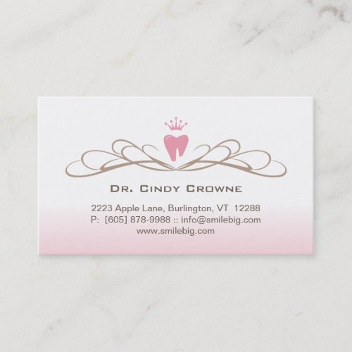 Dental Business Card Swirl Tooth Logo Pink Brown