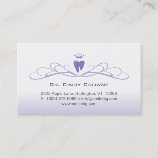 Customizable Dental Business Card Swirl Tooth Logo Purple