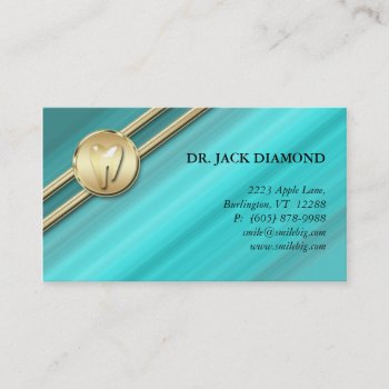 Dental Business Card Tooth Logo Gold Stripes Blue by DentalBusinessCards at Zazzle