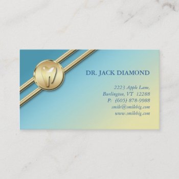 Dental Business Card Tooth Logo Gold Stripes Blue by DentalBusinessCards at Zazzle