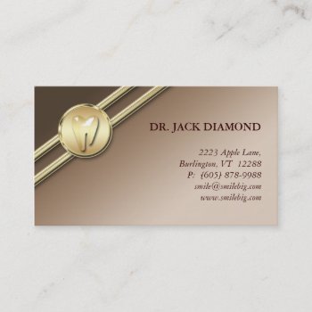 Dental Business Card Tooth Logo Gold Stripes Taupe by DentalBusinessCards at Zazzle