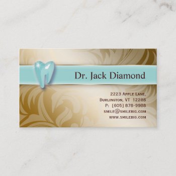 Dental Business Card Tooth Logo Swirl Leaf Gold by DentalBusinessCards at Zazzle