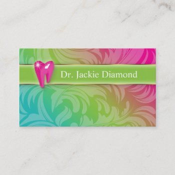 Dental Business Card Tooth Logo Swirl Leaf Lime by DentalBusinessCards at Zazzle