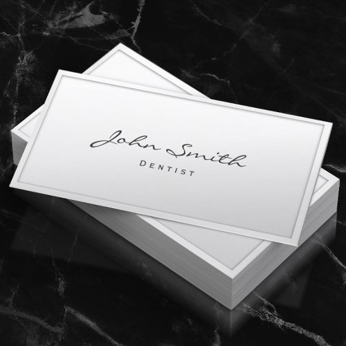 Classy White Border Dentist Business Card
