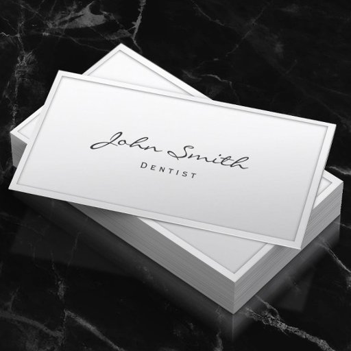 Customizable Classy White Border Dentist Business Card