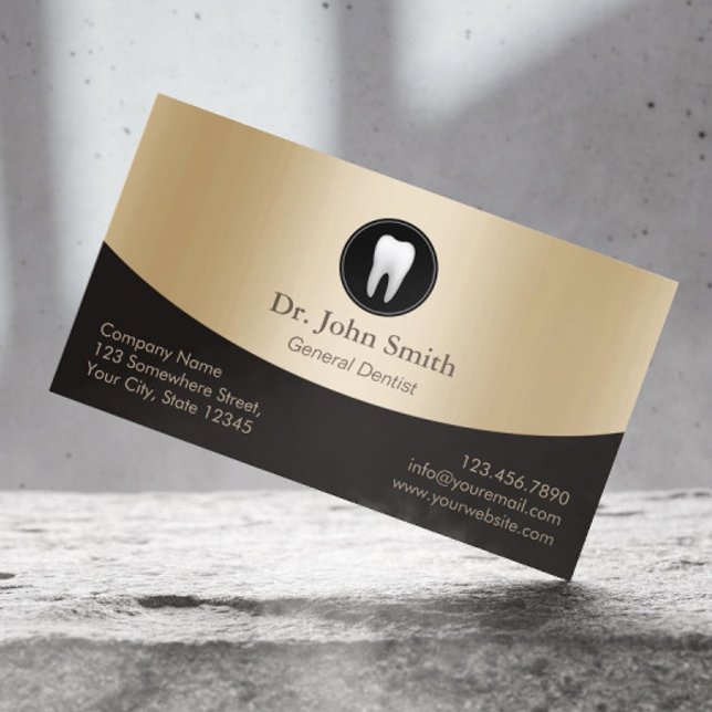 Dental Care Elegant Black & Gold Appointment Card (Creator Uploaded)